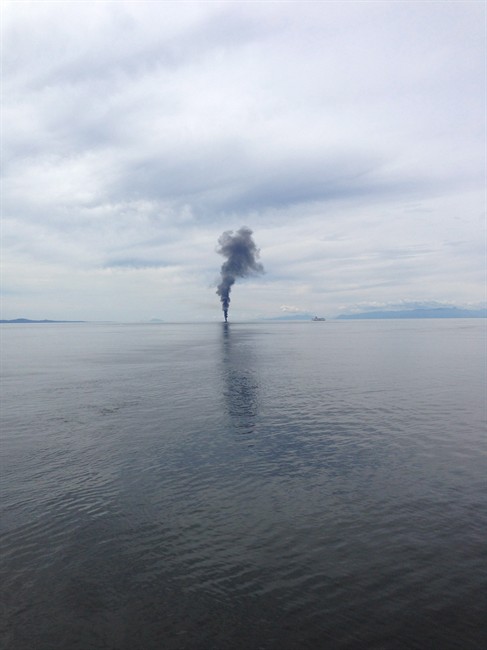 Two people, dog flee burning boat off B.C. - image