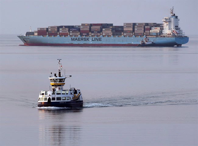 The container ship Maersk Jefferson arrives in Halifax on August 18, 2012. THE CANADIAN PRESS/Andrew Vaughan