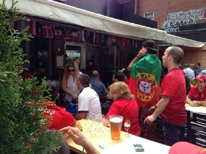 Sports bars on the Plauteau like Café Saint Laurent Frappé were packed for the Portugal-Germany World Cup match on June 16, 2014.
