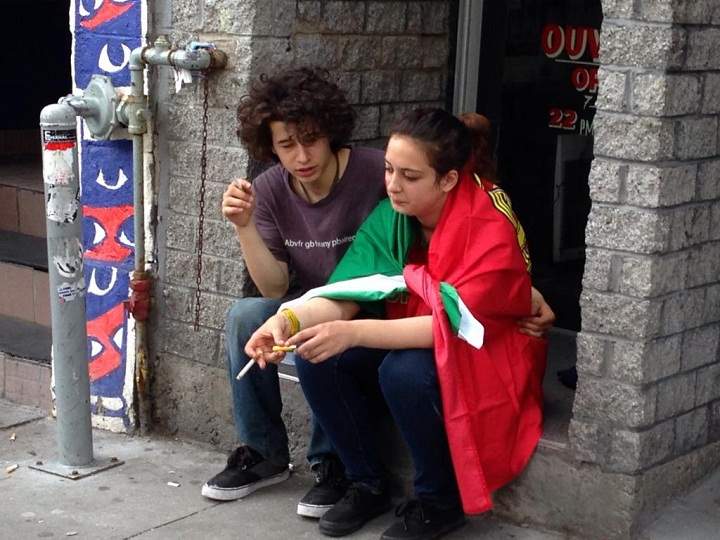 Two disappointed Portugal fans outside Café Saint Laurent Frappé in Montreal on June 16, 2014.