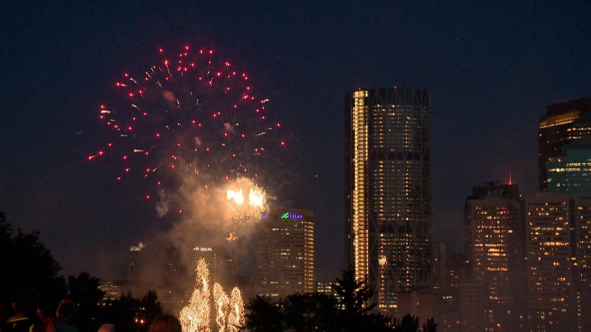 File image of fireworks lighting up the sky over downtown Calgary. This year's New Year's Eve fireworks display will be held at Prince's Island Park.