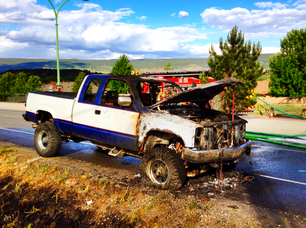 Flames engulf truck - image