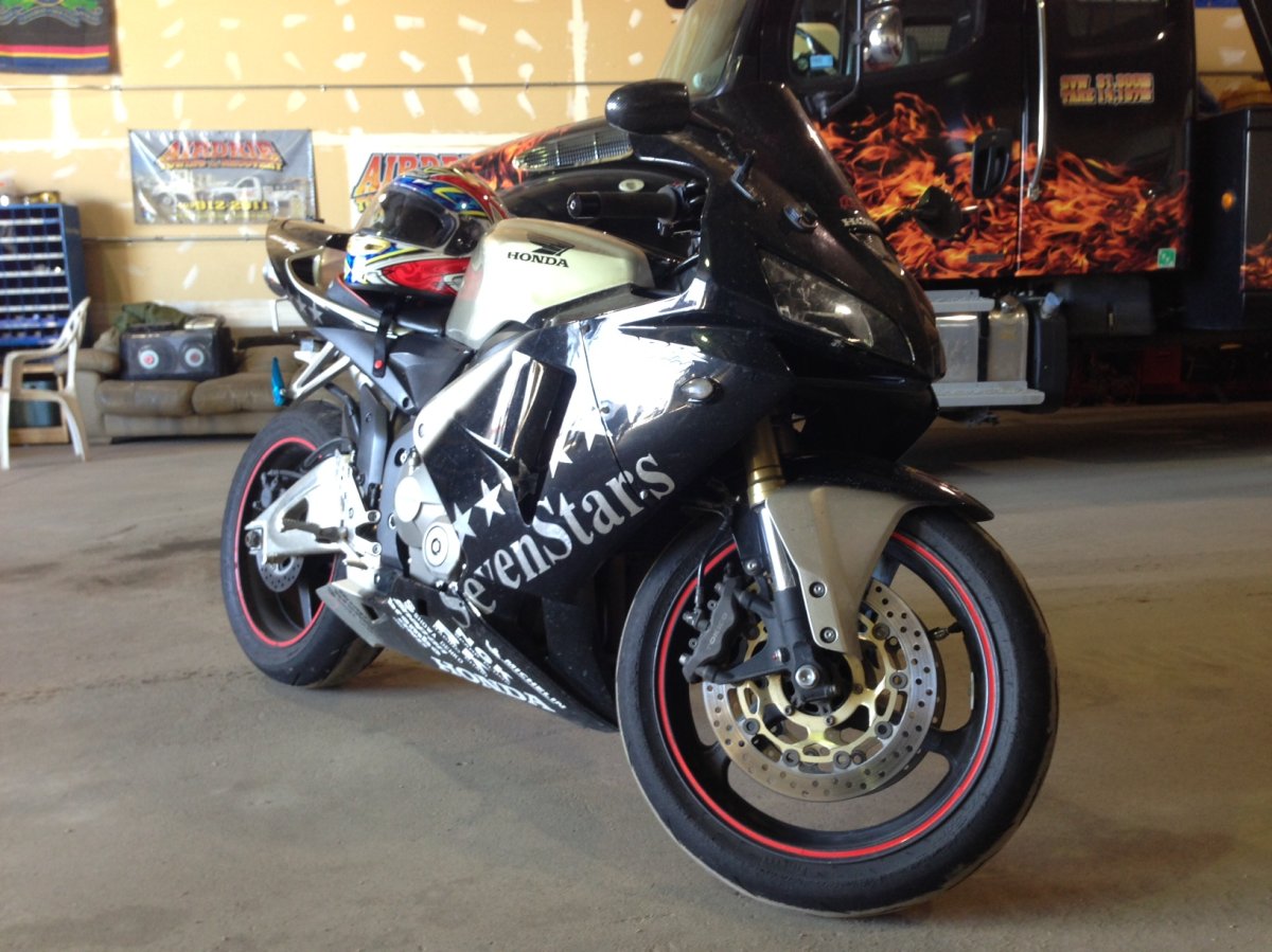 Image of a motorcycle seized by RCMP after a high-speed ride on the QEII.
