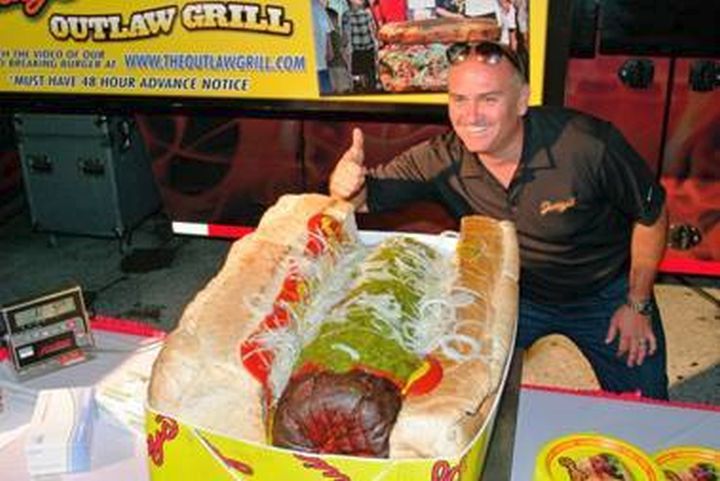 World’s Largest Commercially Available Hot dog – Tipping the scale at 125 lbs, the World’s Largest Commercially Available hot dog is available for purchase with 48 hours notice.