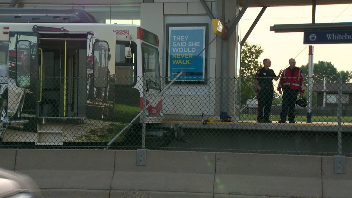 Police and paramedics responded to a suicide attempt at the Whitehorn LRT station on Thursday, June 26, 2014.