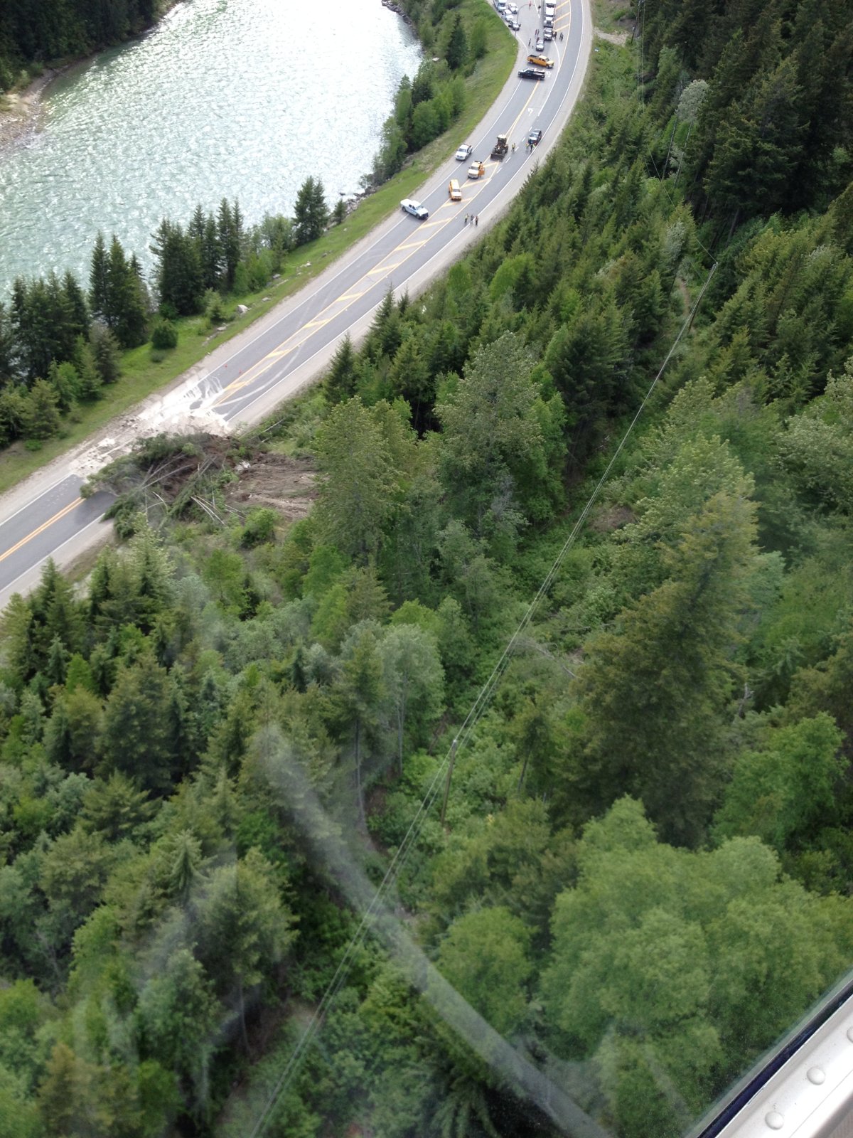 The first mudslide that occurred on Highway 16 near Tete Jaune Cache. June 7, 2014.