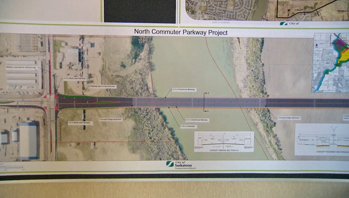 The federal and provincial governments announce millions in funding to build the North Commuter Parkway Bridge and Traffic Bridge in Saskatoon.
