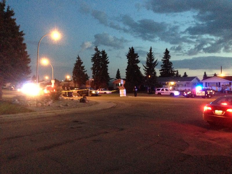 Edmonton police cordoned off an area around 113 A Street and 136 Avenue Monday evening.