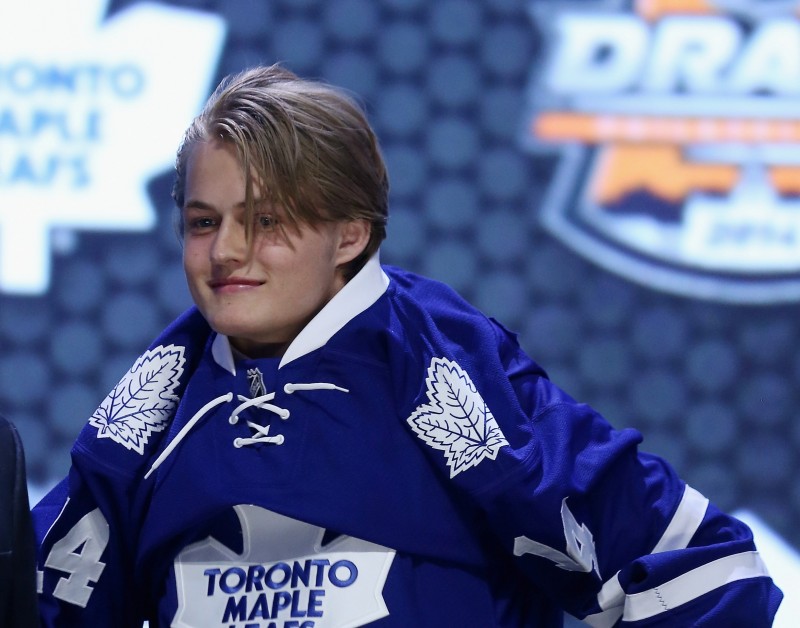 William Nylander is selected eighth overall by the Toronto Maple Leafs in the first round of the 2014 NHL Draft at the Wells Fargo Center on June 27, 2014 in Philadelphia, Pennsylvania. (Photo by Bruce Bennett/Getty Images).
