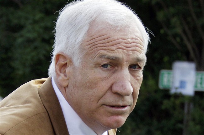 In this June 22, 2012 file photo, former Penn State assistant football coach Jerry Sandusky arrives at the Centre County Courthouse in Bellefonte, Pa.