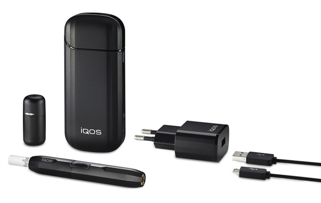 This product image provided by Philip Morris International shows the iQOS device. Marlboro HeatSticks _ short, cigarette-eqsue sticks _ are heated to more than 660 degrees Fahrenheit (350 degrees Celsius) in the device to create a tobacco-flavored nicotine vapor. 