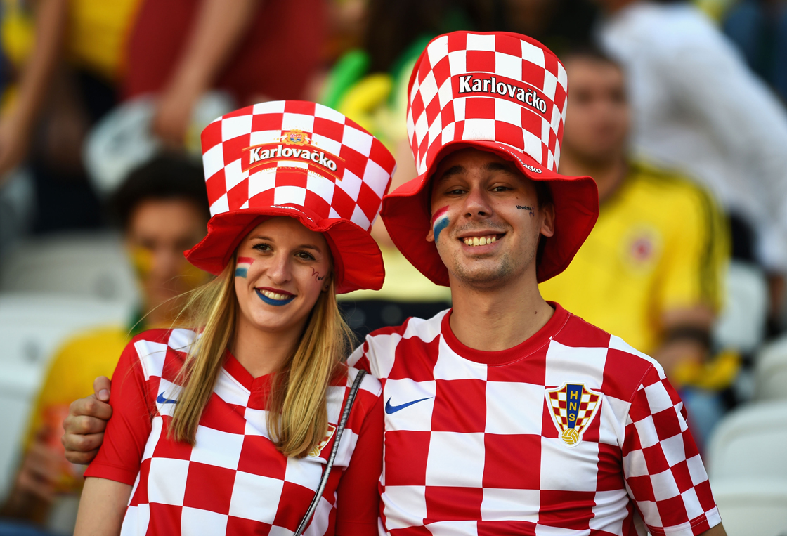 SAO PAULO, BRAZIL - JUNE 12: Croatia fans pose before the 2014 FIFA World Cup Brazil Group A match between Brazil and Croatia at Arena de Sao Paulo on June 12, 2014 in Sao Paulo, Brazil. (Photo by Buda Mendes/Getty Images)