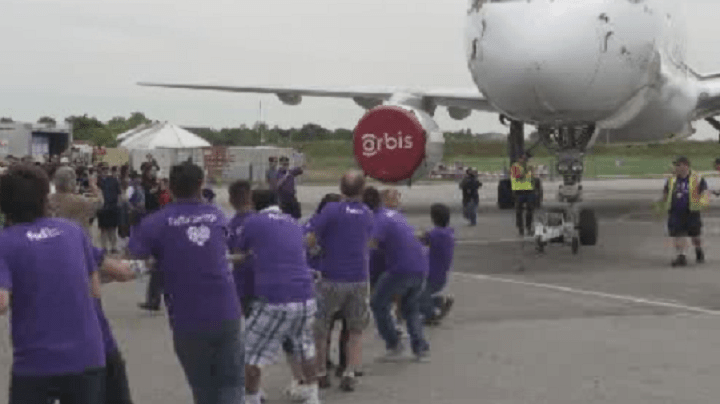 Teams come together for charity in this year's Orbis  Plane Pull for Sight.