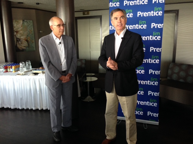 Former Edmonton mayor Stephen Mandel endorses Jim Prentice for leader of the Alberta Progressive Conservative Party. June 3, 2014. 