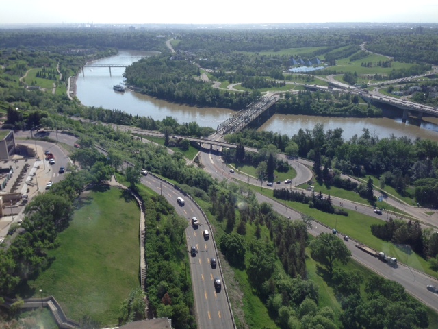 A view of the North Saskatchewan River valley from downtown Edmonton. June 3, 2014.
