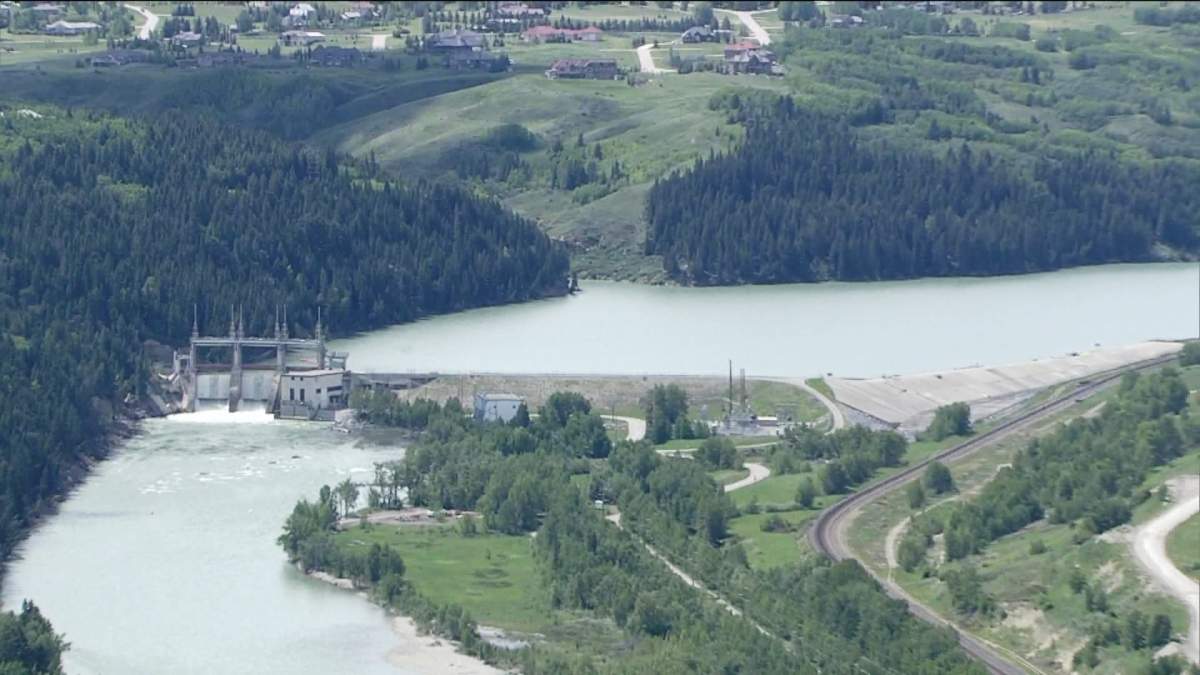 Bearspaw Dam is pictured on this photo from June 16th, 2014. 