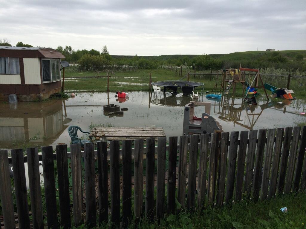 Flooding at the Blood Tribe Reserve. Photo taken on June 19, 2014.