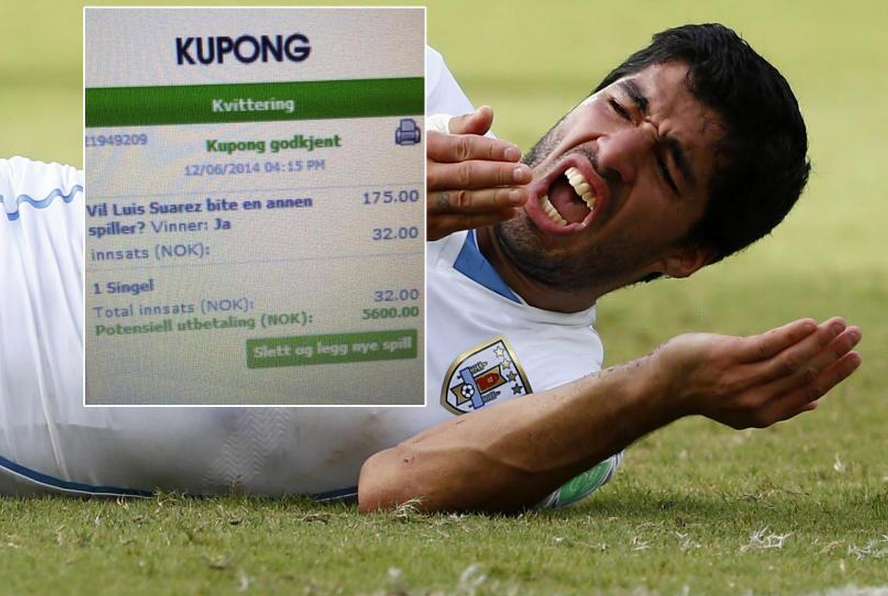 More than 150 bettors netted thousands in payouts after wagering on the likelihood Luis Suarez would bite again.