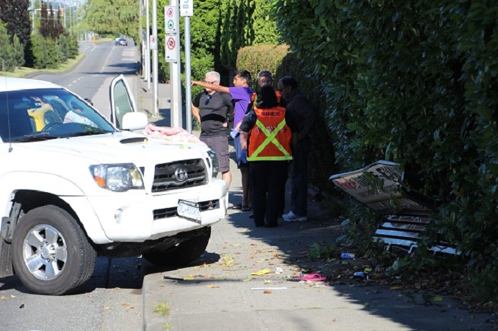 The scene of a two-car collision in Surrey on June 30, 2014.