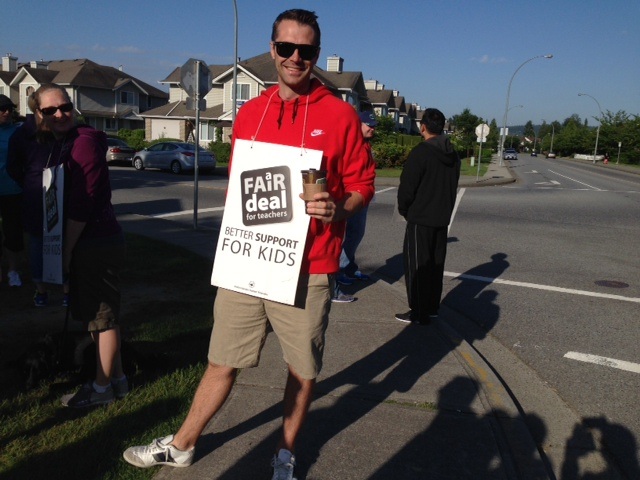 Teachers striking at Terry Fox Secondary School in Port Coquitlam. 