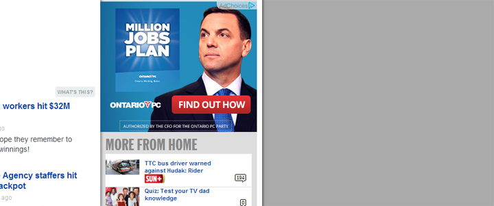 An ad for Tim Hudak found online Wednesday afternoon.