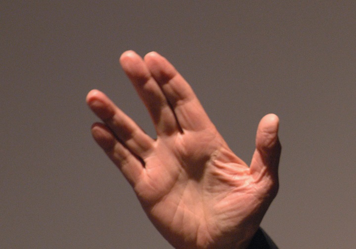 A glimpse of the “Vulcan salute.”