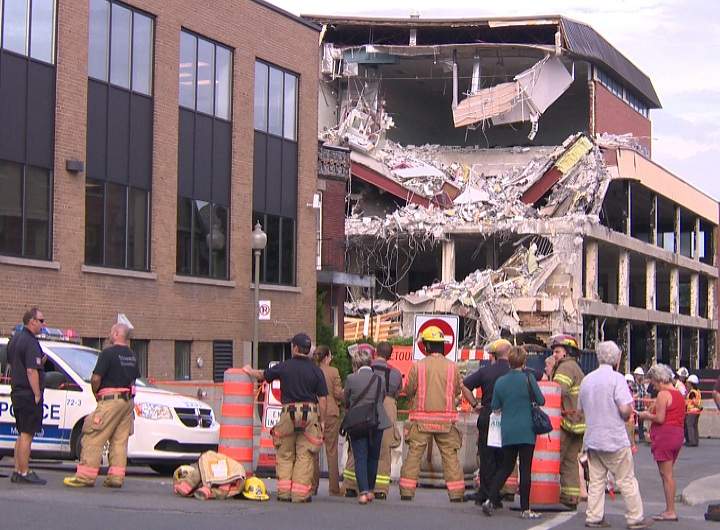 A four-storey building has partially collapsed in Westmount in Montreal on June 25, 2014.