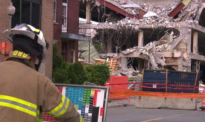 A four-storey building has partially collapsed in Westmount in Montreal on June 25, 2014.