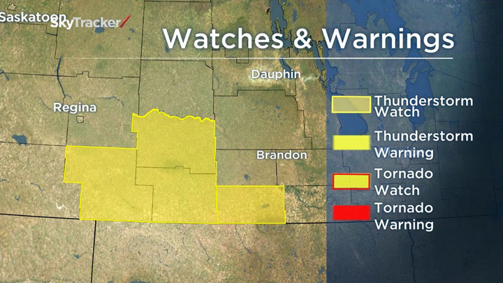 Southwestern Manitoba and southeastern Saskatchewan are under a storm watch on Wednesday.