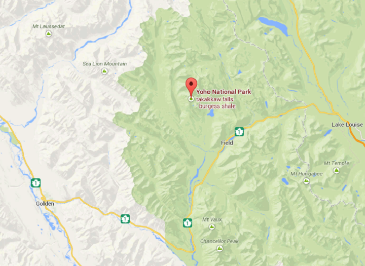 Location of Yoho National Park where there was a fatal collision on June 21, 2014.