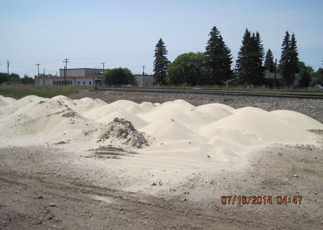 Frac sand spill in Bashaw, June 17. 2104.