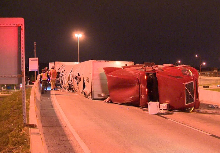 Driver hospitalized for shock after truck overturns on Highway 15 ...