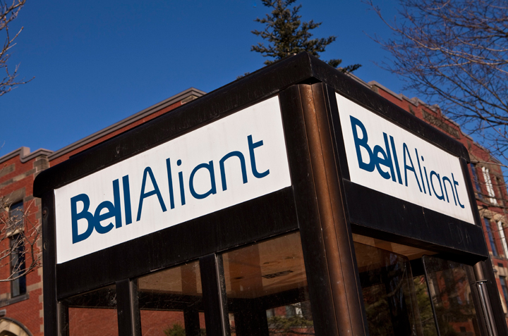 A Bell Aliant phone booth is pictured in Fredericton, N.B. on April 3, 2012.