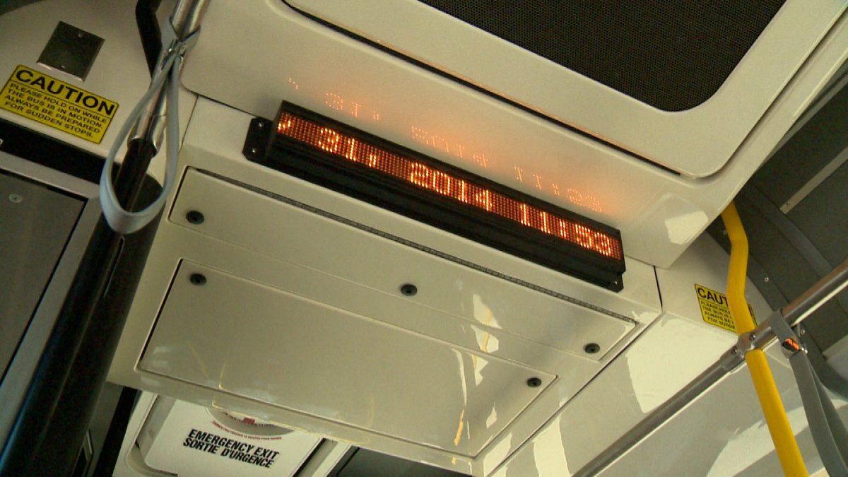A new display inside Calgary Transit buses.