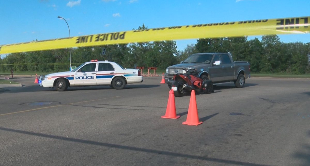 One man was sent to hospital following a serious injury collision between Ford F-150 and Can-Am Spyder on Castle Downs Road. 
Sunday, July 27, 2014.