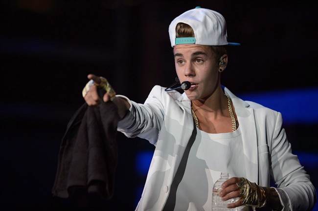 Justin Bieber performs at the MGM Grand Garden Arena in Las Vegas, June 28, 2013. 