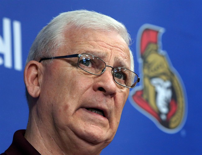 Ottawa Senators general manager and president of hockey operations Bryan Murray holds a news conference on Tuesday, May 28, 2013 in Ottawa. Murray has been diagnosed with cancer.The team confirmed the diagnosis Monday in a statement on its website.