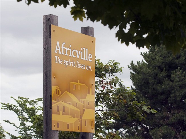 A sign marks Africville after it was renamed from Seaview Park in Halifax on July 29, 2011.