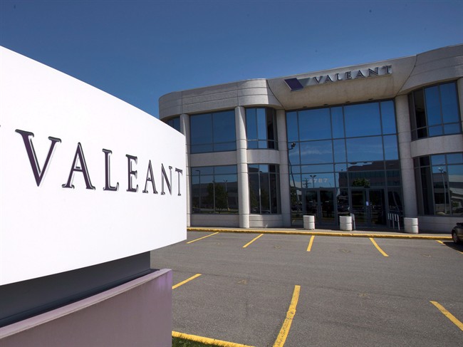 The head office and logo of Valeant Pharmaceutical are pictured in Montreal.