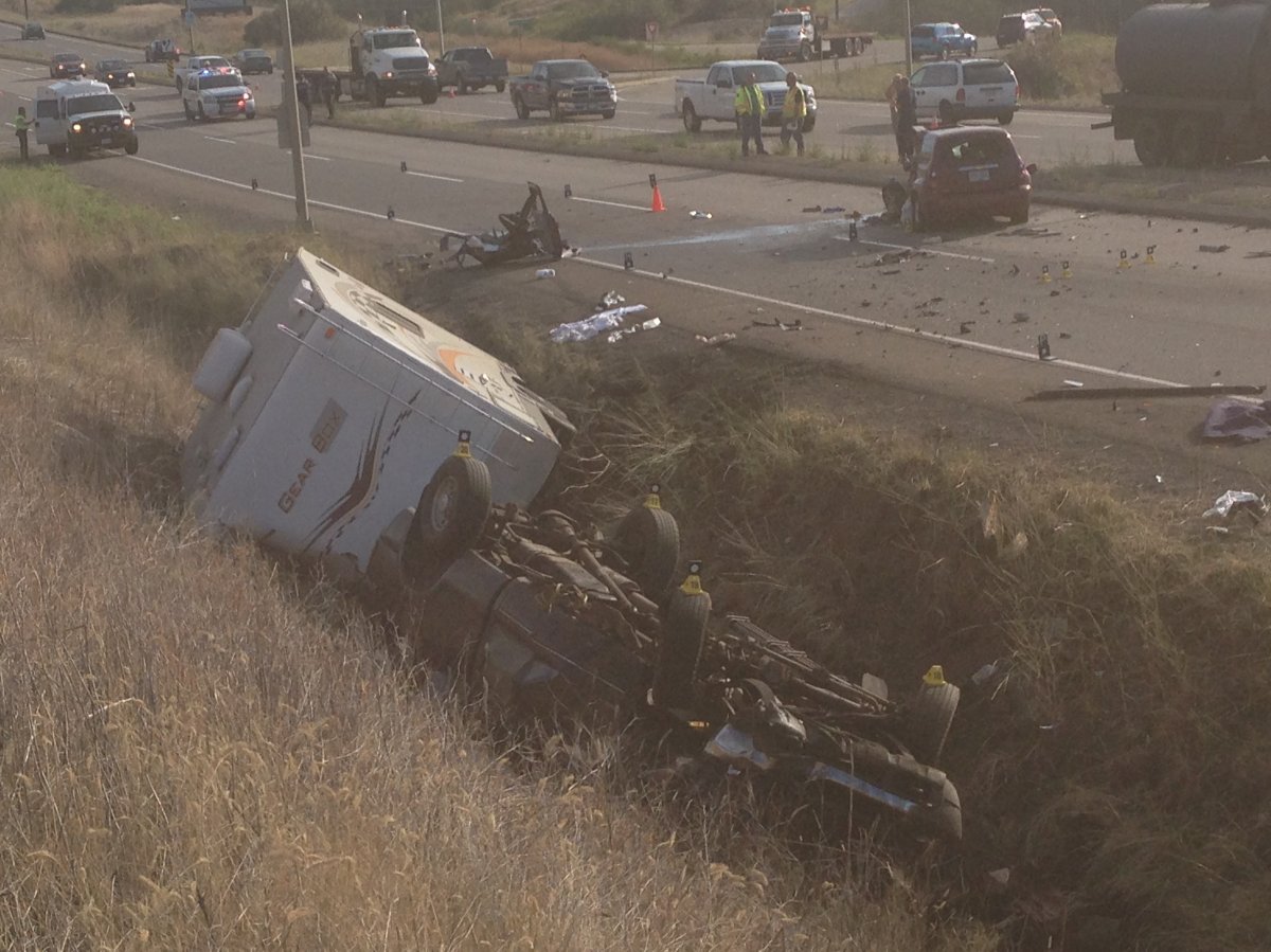 UPDATE Four people taken to hospital after crash on Highway 97