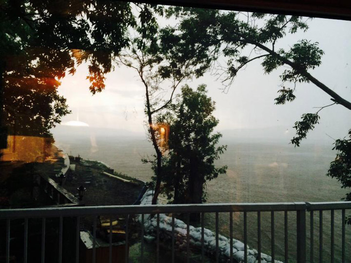 Cabins get clobbered by trees and waves as storm hits swollen Saskatchewan lake.