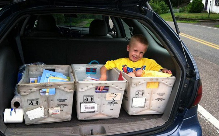 In this photo posted on Facebook, five-year-old Danny Nickerson is seen with mail he has received from strangers for his upcoming birthday.
