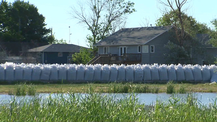 Super sandbags have been placed near properties in Delta Beach, where 15 owners of homes and 150 cottages have been given evacuation orders.