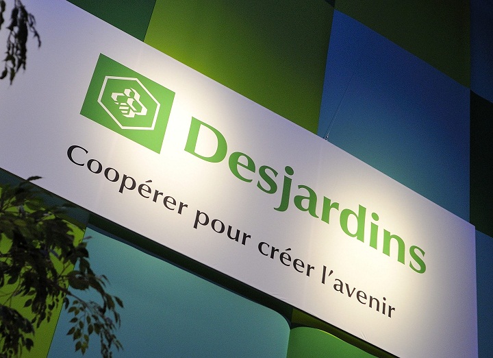 A Desjardins Credit Union sign.
