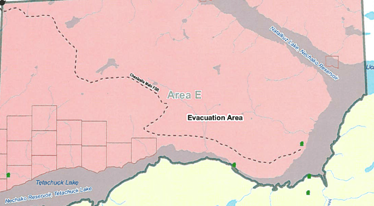 The area under an evacuation order.
