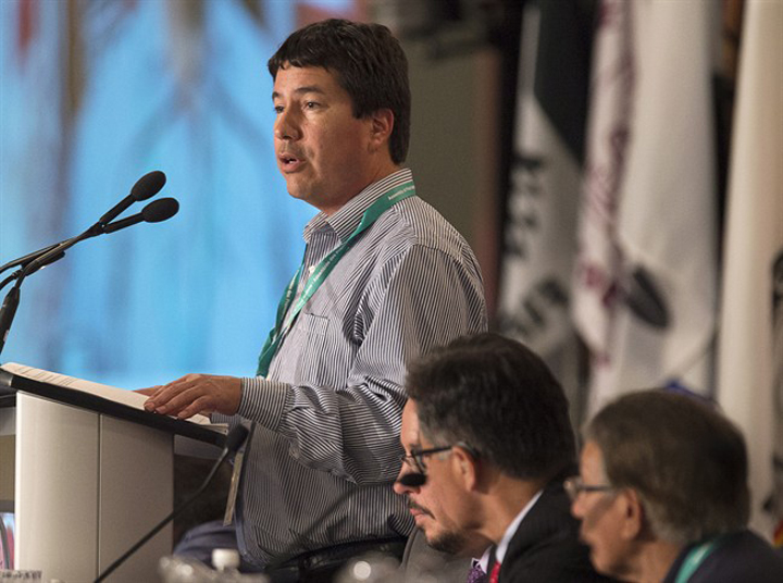 Stuart Wuttke, general counsel for the Assembly of First Nations, details proposals for the election of a national chief as native leaders from across Canada attend the AFN's 35th annual general meeting in Halifax on Tuesday.
