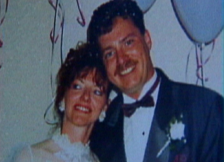 A wedding photo picturing Robert Gaudette and his wife Cindy Bouchard.