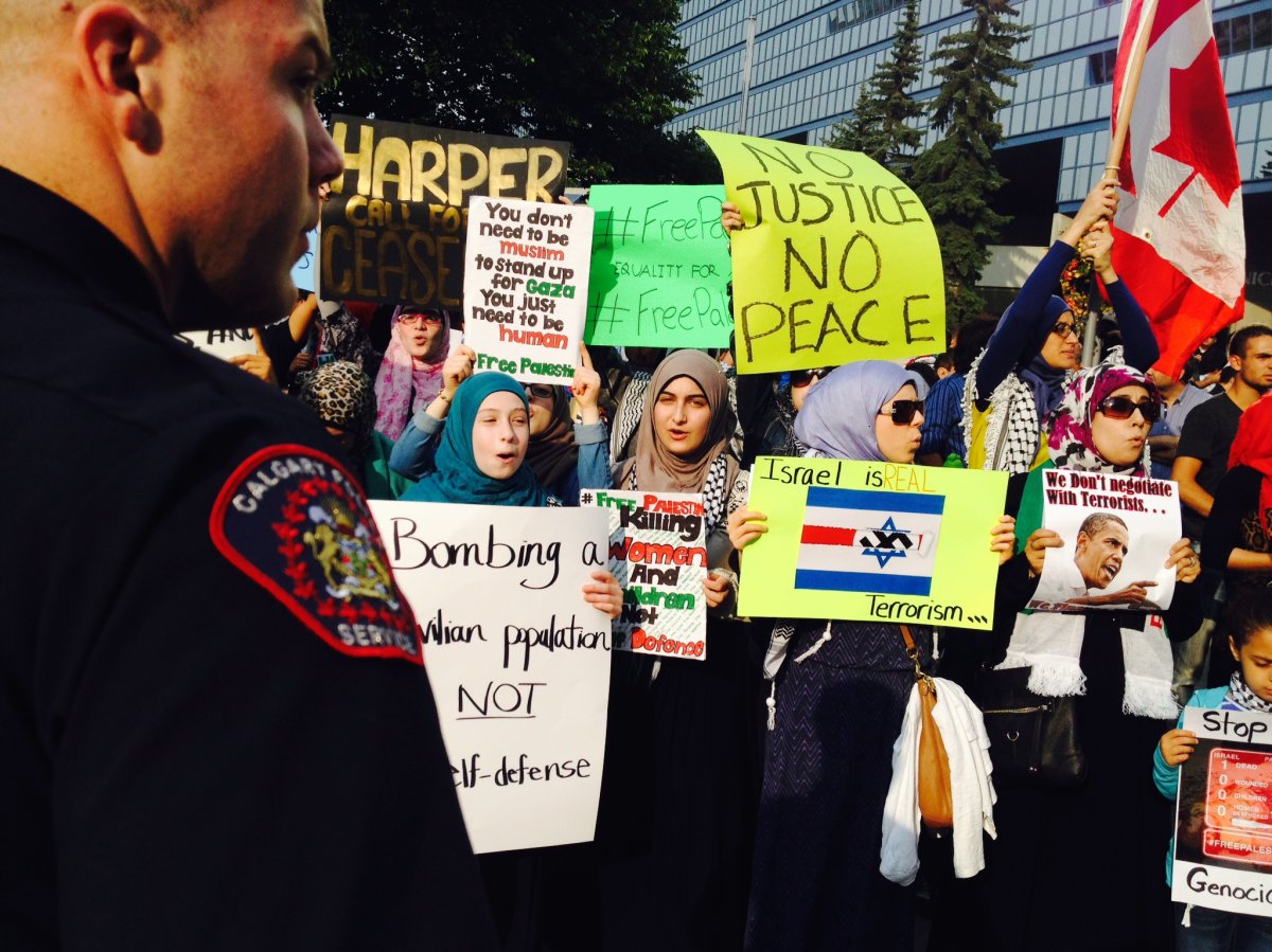 Tensions flare at Calgary protest over conflict in Gaza Strip - Calgary ...