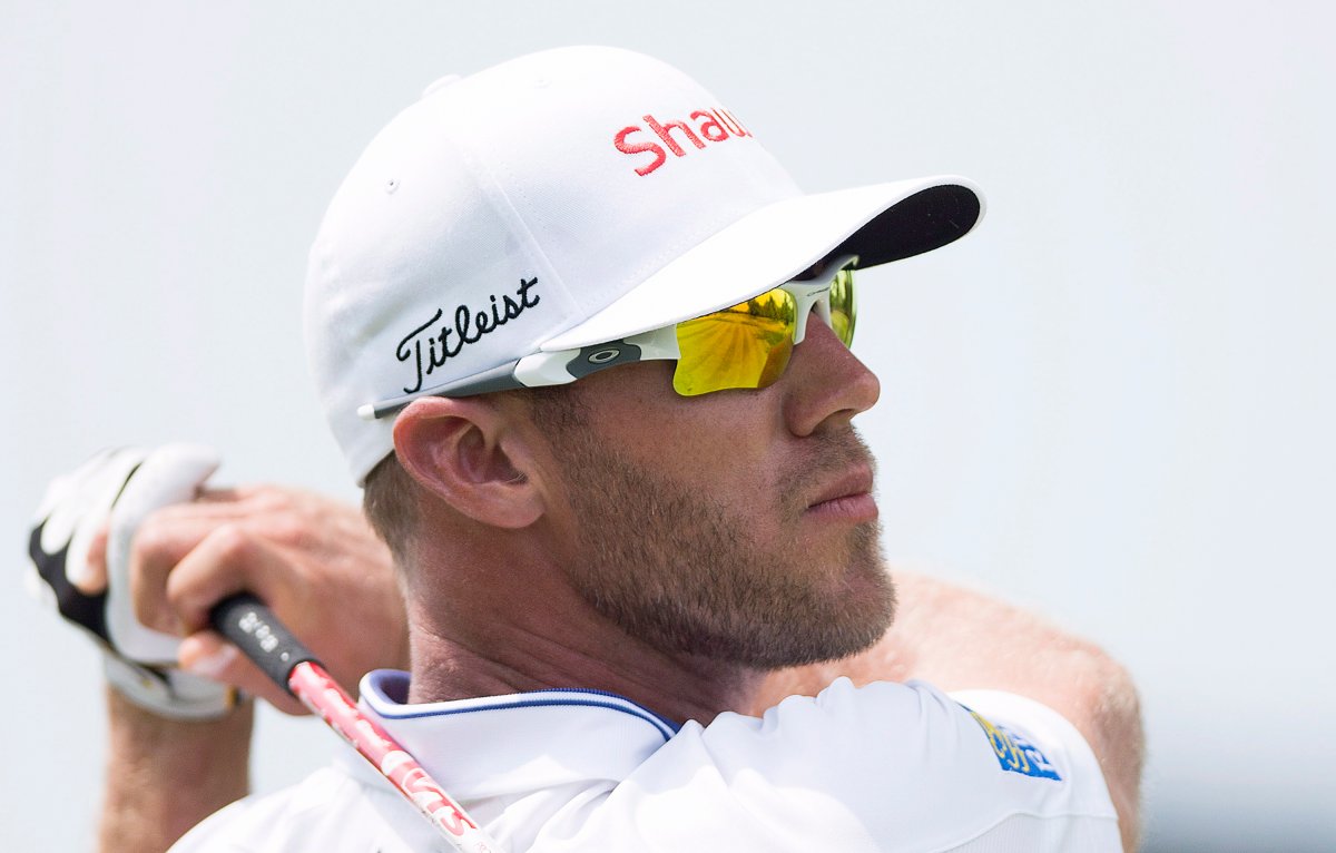 Graham DeLaet plays a shot during a practice round at the 2014 RBC Canadian Open at the Royal Montreal Golf Club in Montreal, Tuesday, July 22, 2014. 