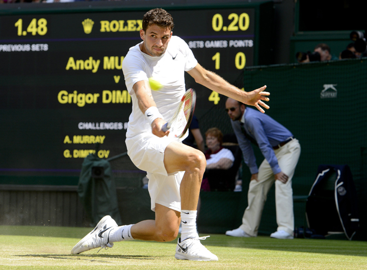 Grigor Dimitrov at the Wimbledon Tennis Championships in London on July 2, 2014.